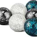 Cunhill 6 Pieces Decorative Balls for Bowls 6.5 cm / 2.5 Inch Orbs Glass Balls for Centerpiece Bowls Mosaic Sphere for Home Decoration Dining Table Christmas Party (Sliver,Turquoise,Black)