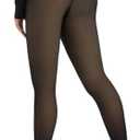 Spring Water Fleece Lined Tights Leggings Women, Black Tights Thermal Warm One Lined Design Sheer Skintone for Winter XL