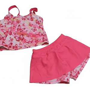 ALISISTER Girls Tankini Swimsuit Two Piece Bathing Suits Summer Beach Swimwear with Shorts for 7-12 Years (8-9 Years, 06 Hawaiian Flower)