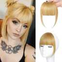 NAYOO Bangs Hair Clip in Bangs 100% Real Human Hair Extensions French Bangs Clip on Air Bangs for Women Hairpieces Curved Bangs for Daily WearAsh Blonde