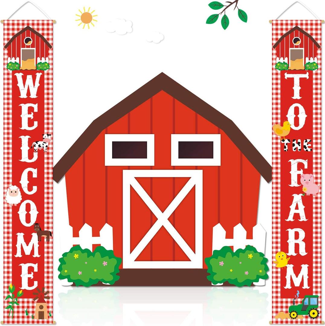 CiyvoLyeen Farm Party Decorations Farm Animal Porch Banner Welcome to the Farm Banner Farm Themed Party Decorations Hanging Door Banners Farmhouse Porch Sign Home Wall Indoor Outdoor Party Supplies