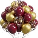 Metallic Burgundy and Gold Balloons 12 Inch 73PCS Gold Maroon Confetti Latex Balloons Shiny Helium Balloon Set for Birthday Party Anniversary Graduation Decorations