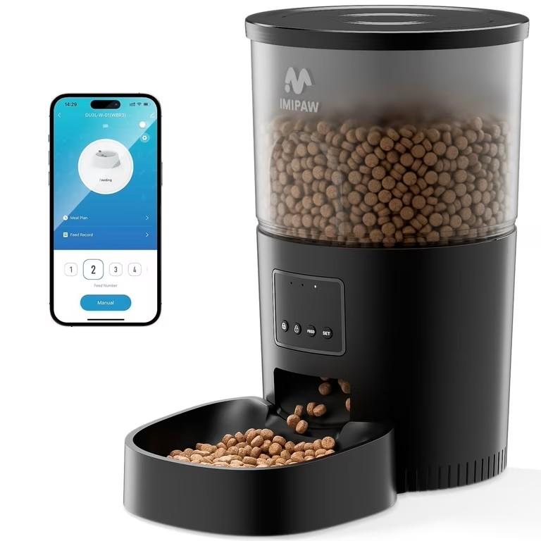 Automatic Cat Feeder, 3L Cat Food Dispenser BatteryOperated with 180Day Battery Life, Timed Pet Feeder for Cats and Dogs, Desiccant Bag, Programmable Portion Control, 10s Voice Recorder