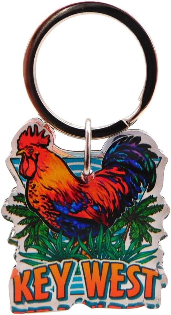 Westmon Works Key West Rooster Keychain Acrylic Fob and Metal Ring Souvenir with Legend Card Souvenir of the Florida Keys, Made in the USA