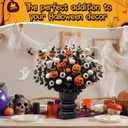15 Pcs Halloween Artificial Flowers Fake Eyeballs Pumpkin Branches with Artificial Eucalyptus Stems for Vase Table Centerpiece Halloween Table Decorations Floral Arrangement(Black)