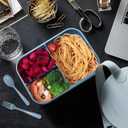 ASYH Bento Box Upgraded 3 Compartment Lunch Box with Utensils, Leakproof Lunch Containers for Adults Office, BPA Free and Microwave Safe (Blue-1150ML)