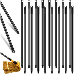 Gisafai 20 Pcs Broom Handle with Threaded Tip Powder Coated Broom Handle Metal Cleaning Pole with Plastic Thread Stick for Floor Brushes Replacement Cleaning Tools Accessories