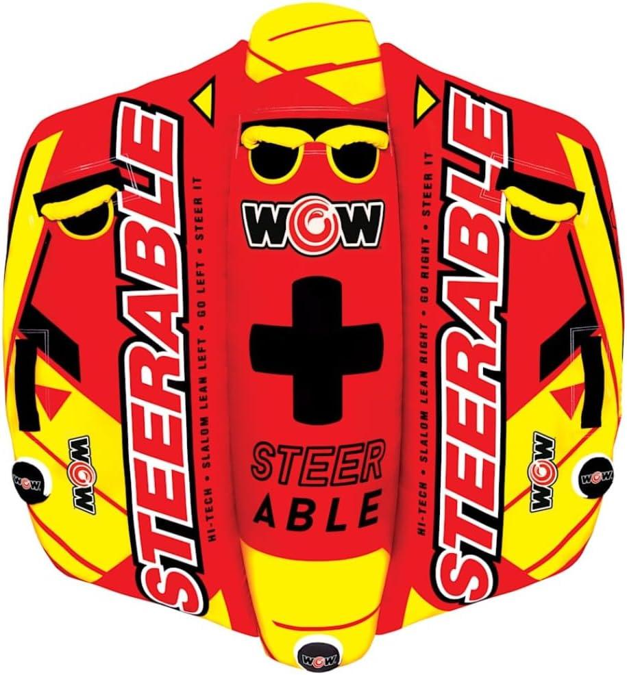WOW Sports Take Control of the Ride 1 or 2 Person Inflatable Steerable Tube For Boating, 19-1090, One