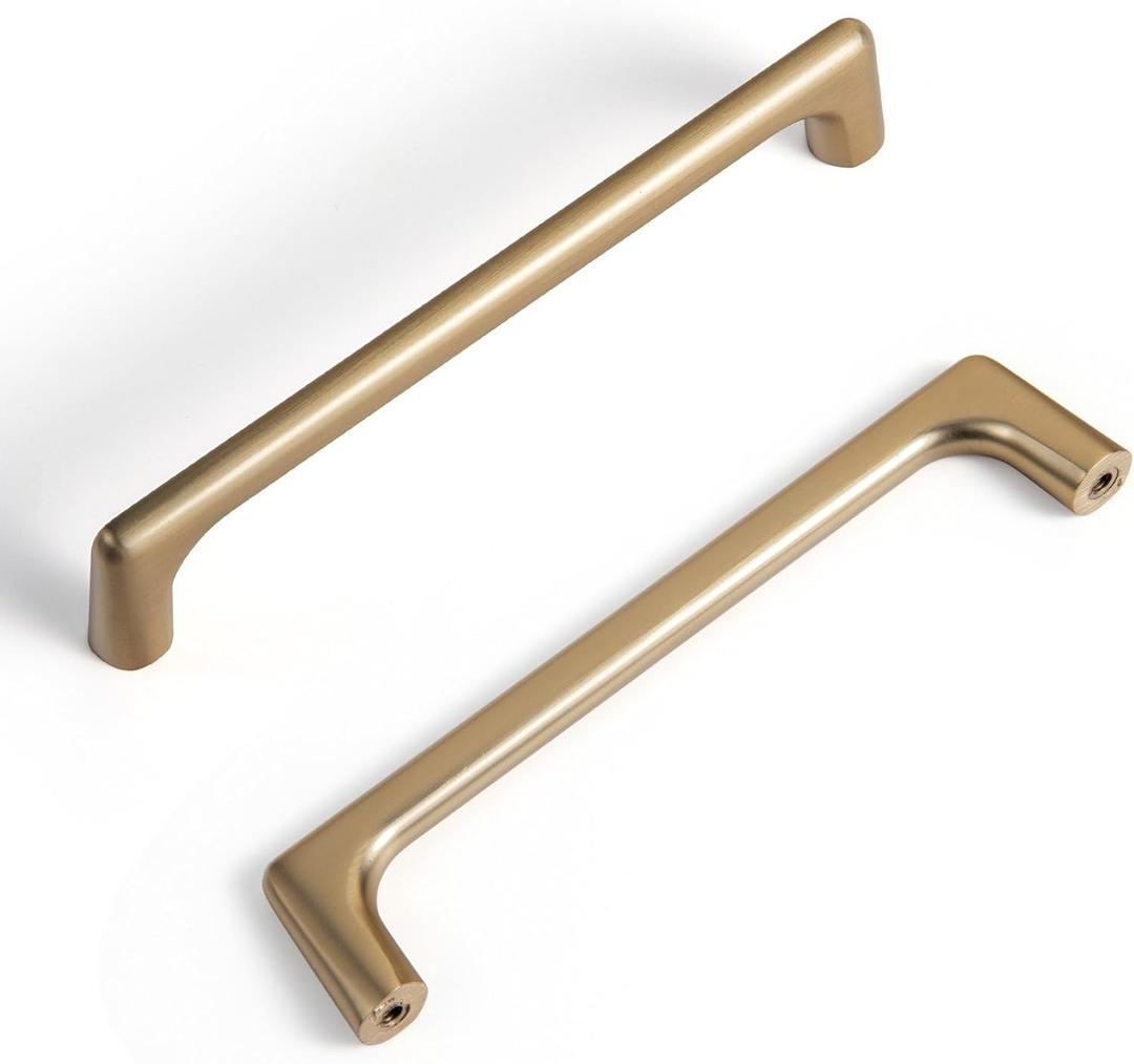 Goo-Ki Champagne Bronze Cabinet Pulls with 5''(128mm) Hole Centers, Modern Style Zinc Alloy Cabinet Handles for Dresser, Wardrobe, Cupboard- 6 Pack