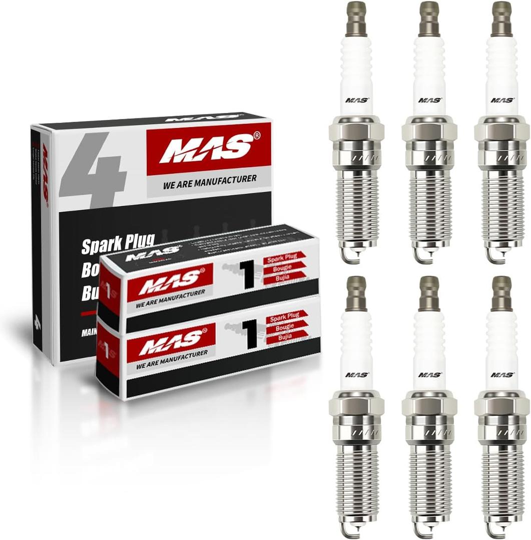 MAS Set of 6 Iridium Spark Plug 6509 Compatible with Cadillac CTS SRX Chevy Impala Colorado GMC Acadia Saturn Outlook 3.0L 3.6L V6 Replacement for 41-109 12622561 LTR6IX-11