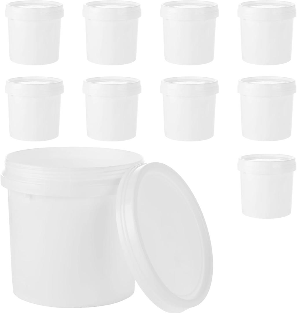 10 Pack Paint Buckets for Painting Empty Paint Cans Quart Plastic Paint Containers with Lids 2 Pint Plastic Paint Can 1/4 Gallon Paint Pail Small Paint Storage Containers for Leftover Paint