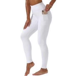 Workout Leggings for Women High Waisted Leggings 7/8 Length Soft Yoga Pants with Pockets (Small, White)