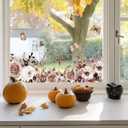 Fall Floral Window Clings Fall Sticker for Glass Window Door Home Office Decor, Autumn Mocha Rose Butterfly