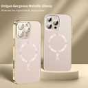 ZOZDOKG Magnetic for iPhone 16 Pro Max Case Compatible with MagSafe Built-in Full Camera Lens Protector, Electroplated iPhone 16 Promax Case, Gold