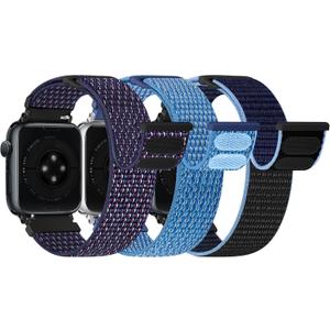 Bcuckood Nylon Sport Bands Compatible with Apple Watch Band 49mm 45mm 46mm 44mm 42mm 41mm 40mm 38mm Women Men, Adjustable Solo Loop Bands for iWatch Series 11 10 9 8 7 6 5 4 3 SE Ultra 2 1, 3 Pack