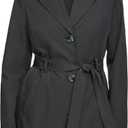 Kenneth Cole Women's Trench Coat with Waist Tie Belt and Notch Collar, Black, Large