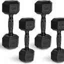 Set of 2, CAP 50 lbs Coated Dumbbell Set | Multiple Styles (Black handles), 