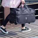 U.S.A. 19 inch Carry On Scalable Wheeled Rolling Duffel Bag Water Resistant Luggage Lightweight Travel Suitcase with Retractable Handle (Black), 19" Ready Luggage