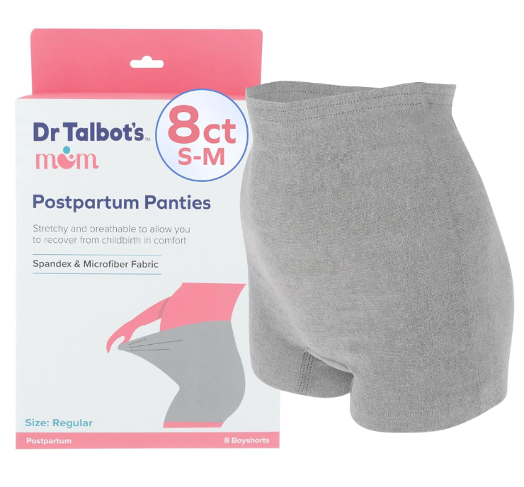 Dr. Talbot's Mom Postpartum Underwear, Disposable Boyshorts - Stretchy Breathable Support XXL