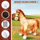 Leyndo 6ft Giant Horse Inflatable Decoration Realistic Lifesize Large Horse Blow up with Built-in LED Lights for Birthday Party Western Rodeo Them Farm Lawn Yard Outdoor Decor
