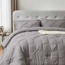 Ellewins Full Comforter Set 5 Pieces Bed in a Bag,Grey Pintuck Pinch Pleat Bedding Set,Modern Luxury Solid Color Comforter with Sheet Set,Soft Microfiber Bed Set for All Season (Grey,82”x84”)