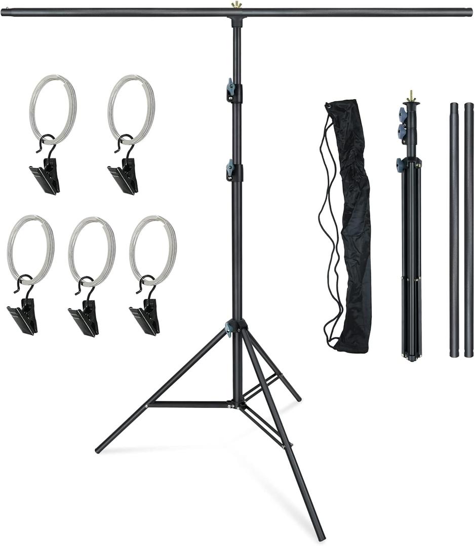 LINCO Lincostore Zenith Portable T-Shape Background Backdrop Stand Kit 1.5x2m - 1.5m Wide (Fixed) and 2m High (Adjustable from 0.75m to 2m High)- Lightweight Only 4 Lbs Easy to Carry and Storage