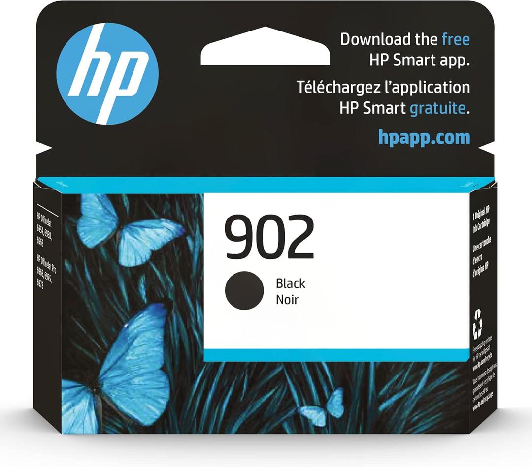 HP 902 Black Ink Cartridge | Works with HP OfficeJet 6950, 6960 Series, HP OfficeJet Pro 6960, 6970 Series | Eligible for Instant Ink | T6L98AN (Black)