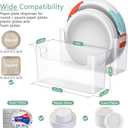 2Pcs Paper Plate Dispenser for 6-9.5 Inch Disposable Plates, Space-Saving Plastic, Foam and Paper Plate Storage Organizer for Cabinet, Countertop, RV or Outdoor (Transparent)