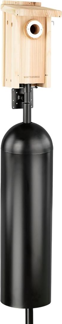 WHITEHORSE Bird House with Pole and 28" Baffle - A Bluebird House Built to NABS Specs - Nestbox for Various Songbird Species - Bluebird Box House - Weatherproof Bird Houses for Outdoors (15 Floor)