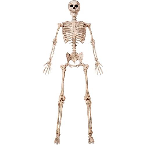 JOYIN 6.9 FT Halloween Posable Life Size Skeleton, Full Body Realistic Skeleton Bones with Movable Joints for Halloween Indoor Outdoor Party Decoration, Spooky Scene Prop, Haunted House Decor