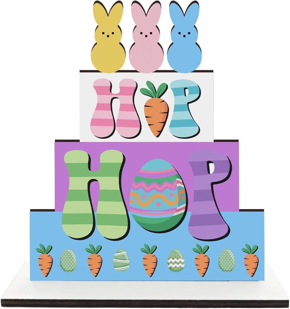 Easter Decorations Peeps Decorations Easter Carrot Decor Wooden Table Decor for Home Office Living Room Bathroom Bedroom Farmhouse Shelves Desk 6.4x6.4x0.2 inches