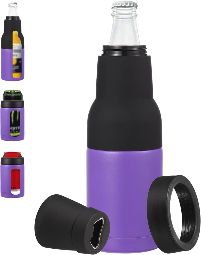 PATIKIL Slim Can Cooler, 12oz Skinny Can Insulated Beer Sleeve Drink Holder with Bottle Opener for Beer Soda Coffee Regular Cans and Bottles, Purple