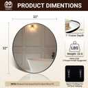 ANDY STAR Round Bathroom Mirror, Round Black Mirror 32 inch, Matte Black Circle Mirror with Anti-Rust Stainless Steel Metal Frame, Modern Vanity Mirror Wall Mount, Easy to Install