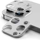 iPhone 15 Pro Max Lens Protector [2 Pack] Premium Metal Alloy No Glass Camera Cover for iPhone 15 Pro/15 Pro Max, Scratch Resistant Impact Protection Case Friendly Easy Install, Silver