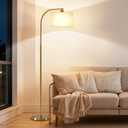 Gold Floor Lamp for Living Room,65'' Modern Standing Lamps with LED Bulb,Elegant Floor Light with Fabric Shade,Tall Lamp for Bedroom Office Study Room Corner Dining RoomRemote not Include