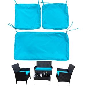 3 Pack Outdoor Patio Furniture Cushion Covers Set, Replacement Slipcovers Fits 4-Piece Wicker Rattan Sofa Loveseat Chair, 36x18x2, 18x18x2  Cover Only, Waterproof, Fade-Resistant Durable Sky blue