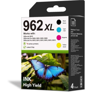 962XL Ink Cartridges Combo Pack 4 Pack Replacement for HP 962XL Ink Cartridge 962 XL Ink Work for Office Pro 9015 9010 9025 9020 9012 9022 9027 9018 9014 9026 Printer (962XL Ink, BK/C/M/Y)