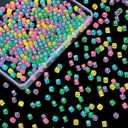 Poen 500 Pieces Mini Dice with Portable Plastic Box Casino Game 6 Sided Small Dice, 5mm Bulk Tiny Colored for Casino Night Parties Board Games Early Elementary Math Learning (Clear Multicolored)