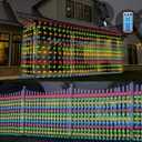 32.8 * 6.56FT Large Size Solar Curtain Lights Outdoor, 8 Modes String Icicle Lights, Solar Garden Christmas Lights Decortions for Patio, Gazebo, Eaves, Fence, Tree, Porch (Multicolor)