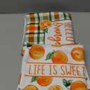 Seliem Hello Orange Spring Summer Kitchen Dish Towels Set of 2, Life is Sweet Tangerine Citrus Fruit Hand Towels Drying Baking Cooking Cloth, Plaid Check Farmhouse Home Kitchen Decor 18 x 26 Inches