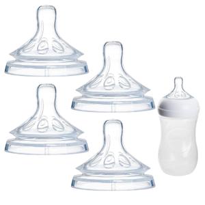 4 Pack Replacement Silicone Nipples Compatible with Philips Avent Natural Response Baby Bottle, Replacement Soft Spout for Sippy Cup, Easy Transition from Bottle to Cup (Flow 1, Newborn Flow)
