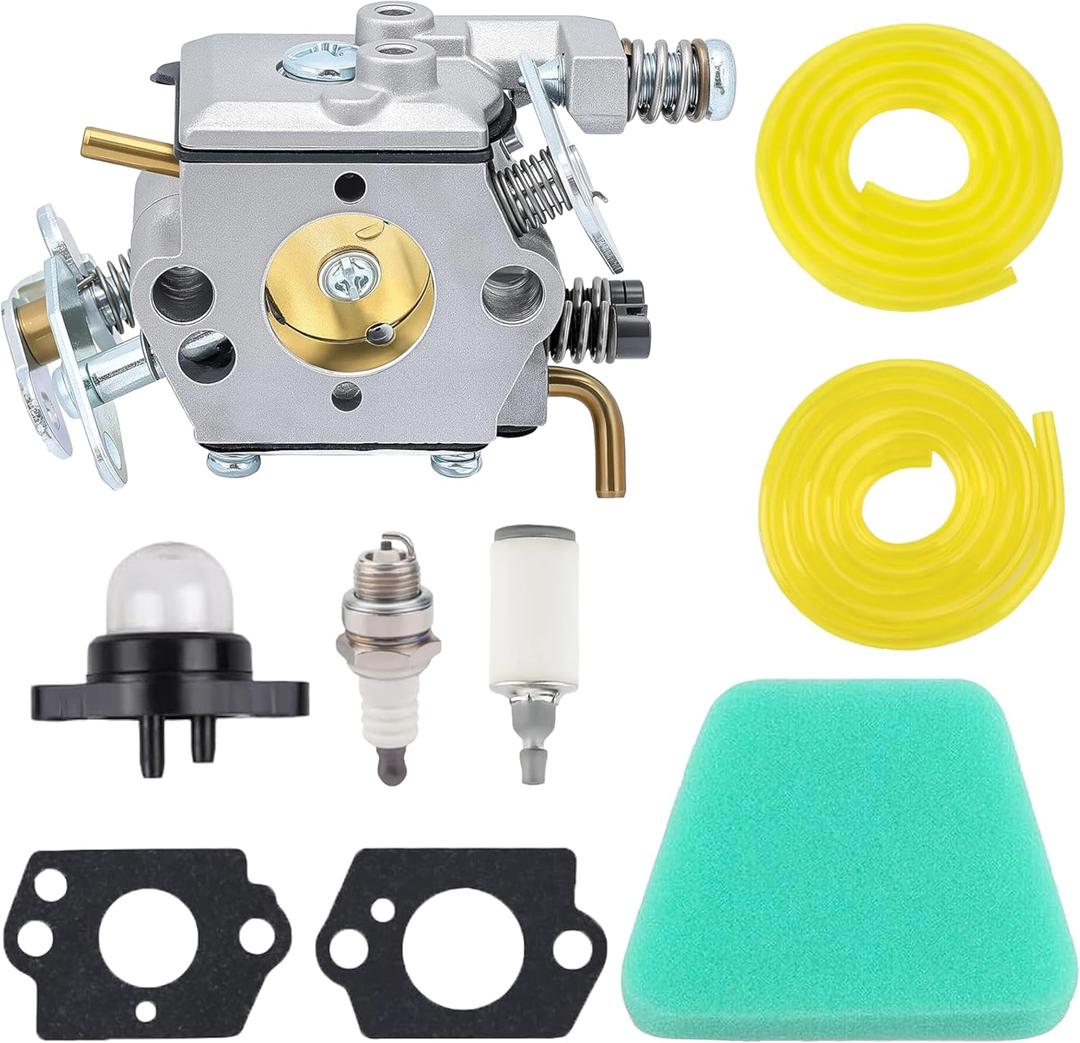 Carburetor Poulan Wild Thing Chainsaw Parts Kit  Fits Craftsman Chainsaw 2150 2375 2175 2055 Replaces C1Q-W8 WT-89 530069703 Includes Fuel Line Spark Plug Air Filter Compatible with Craftsman