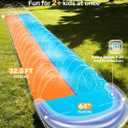 Sloosh 32.5FT Double Water Slides, Heavy Duty Lawn Slide with Sprinkler and 2 Inflatable Boards Backyard Yard Lawn Summer Outdoor Water Toy for Kids Adults