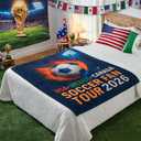 Soccer Fan Tour 2026 Throw Blanket, Soft Flannel Football Season Blanket for Couch Bed, Game Day Soccer Gift for Men Women Kids