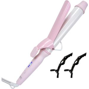 SVEY Double Ceramic 1 1/2 inch Curling Iron, 1.5 inch Curling Iron for Loose Curls, Suitable for Long Hair, Pink.