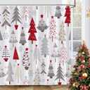 GOOESING Merry Christmas Shower Curtain Winter Christmas Tree with Snowflake Waterproof Bath Curtain for Bathroom Xmas Holiday Bathroom Decorations with Hooks 72x72 Inch