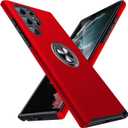 JAME for Samsung Galaxy S22 Ultra Case, Slim Soft Bumper Protective Case for Samsung S22 Ultra Cover, with Invisible Ring Holder Kickstand for Galaxy S22 Ultra Case, Red