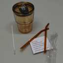 BLUEPOLAR 13oz/400ml Glass Water Tumbler with Straw and Lid Sealed Carry On Thick Wall Iced Coffee Cup Glass Cup for Water, Iced Tea Fruit Juice Etc (Amber-2PACK)