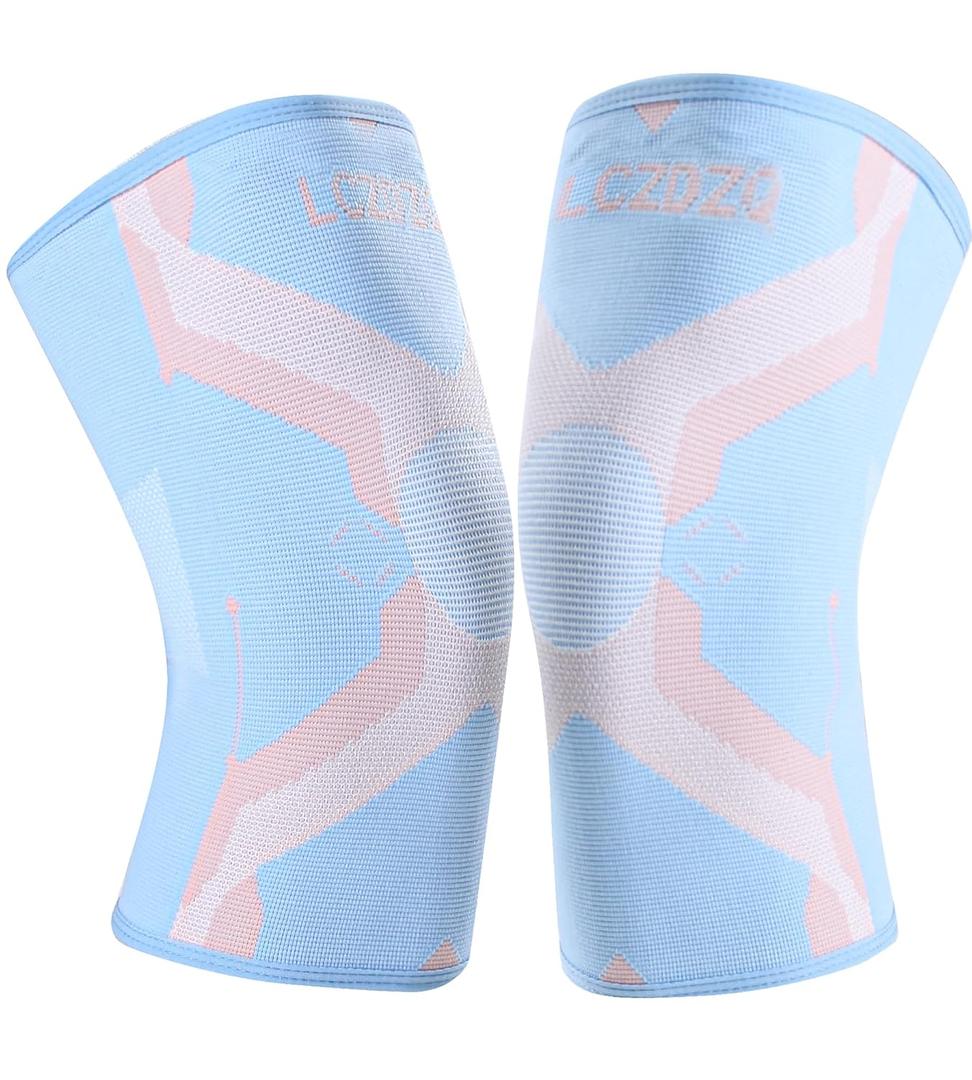 Knee Braces 2-Pack - Compression Sleeves for Men & Women, Knee Pain Relief for Arthritis, Meniscus Tear, Running, Gym, Basketball - Blue, M