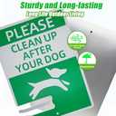 Please Pick Up After Your Dog Sign with Bag Holder, Aluminum No Dog Poop Signs for Yard, Clean Up After Your Dog Yard Sign for Lawn, No Pooping Dog Signs with Stake (Green on white)